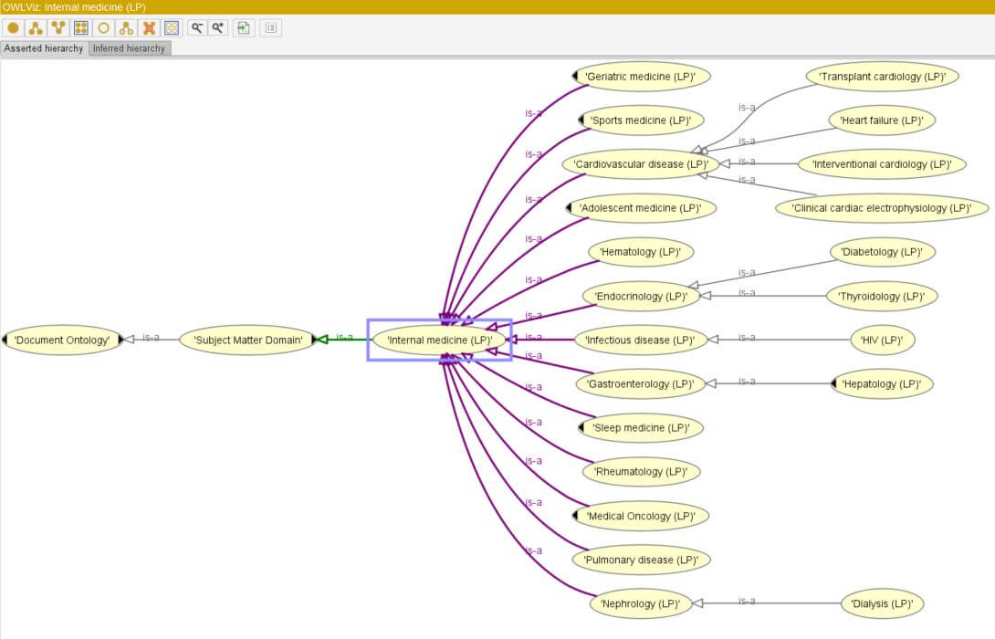 Protégé visualization of a Subject Matter Domain within the LOINC Document Ontology