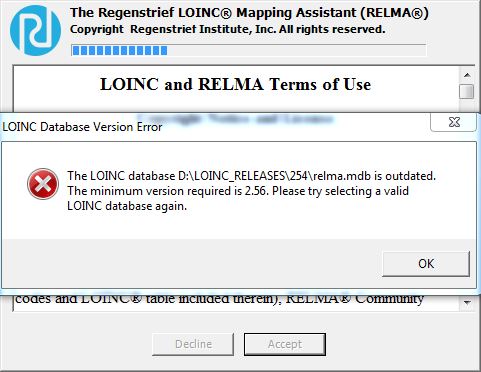 Database out-of-date error