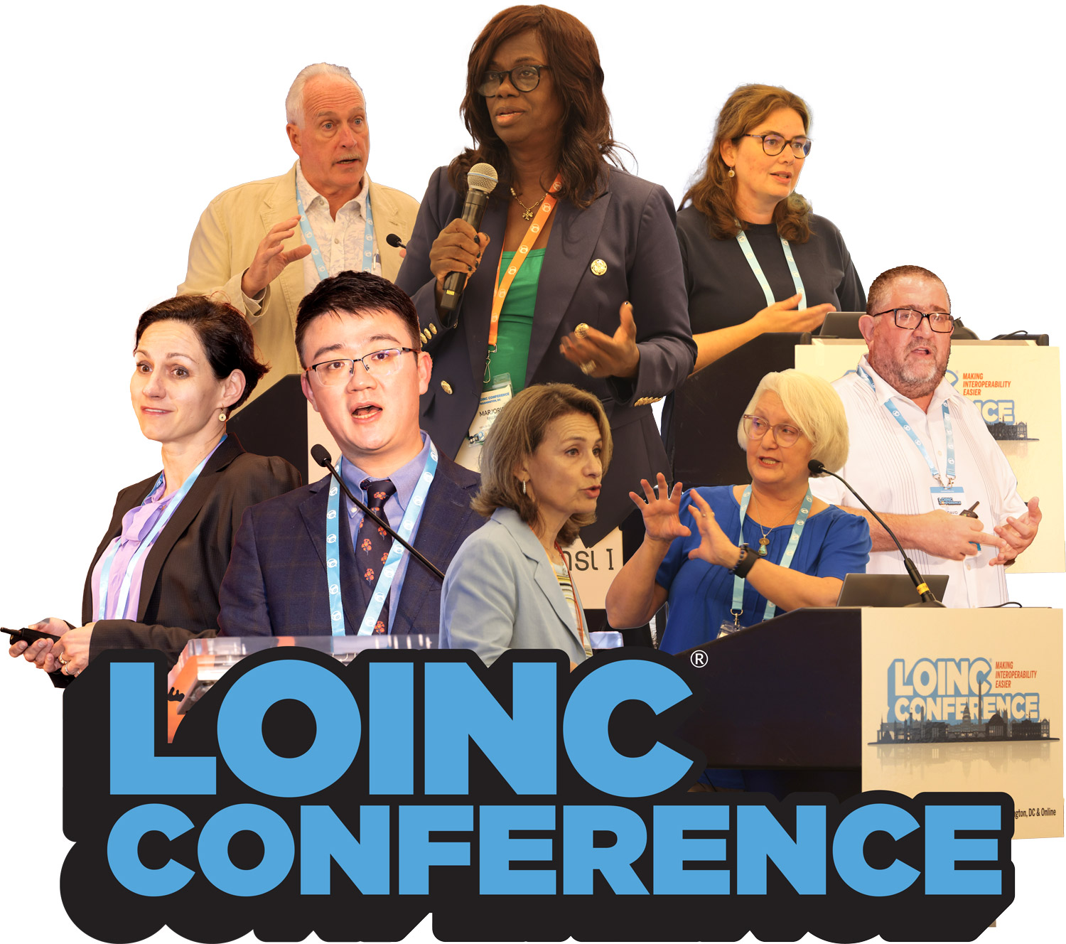 Collage of past presenters at the LOINC Conference